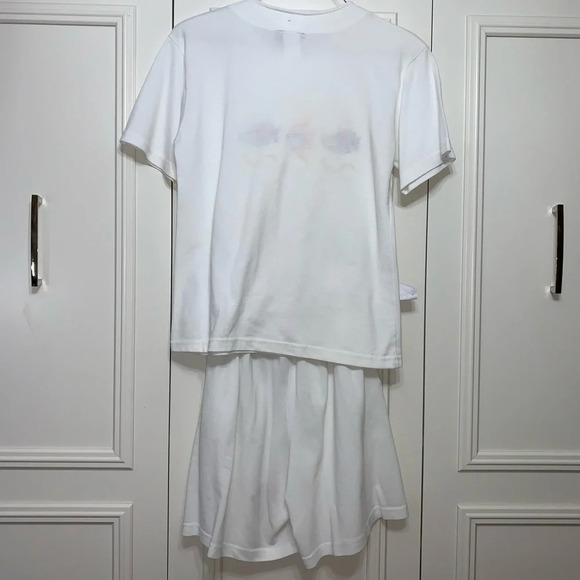 Infinity Vintage White Fish/Cruise/Coastal Embroidered Short/Top‎ set Medium - Picture 2 of 11